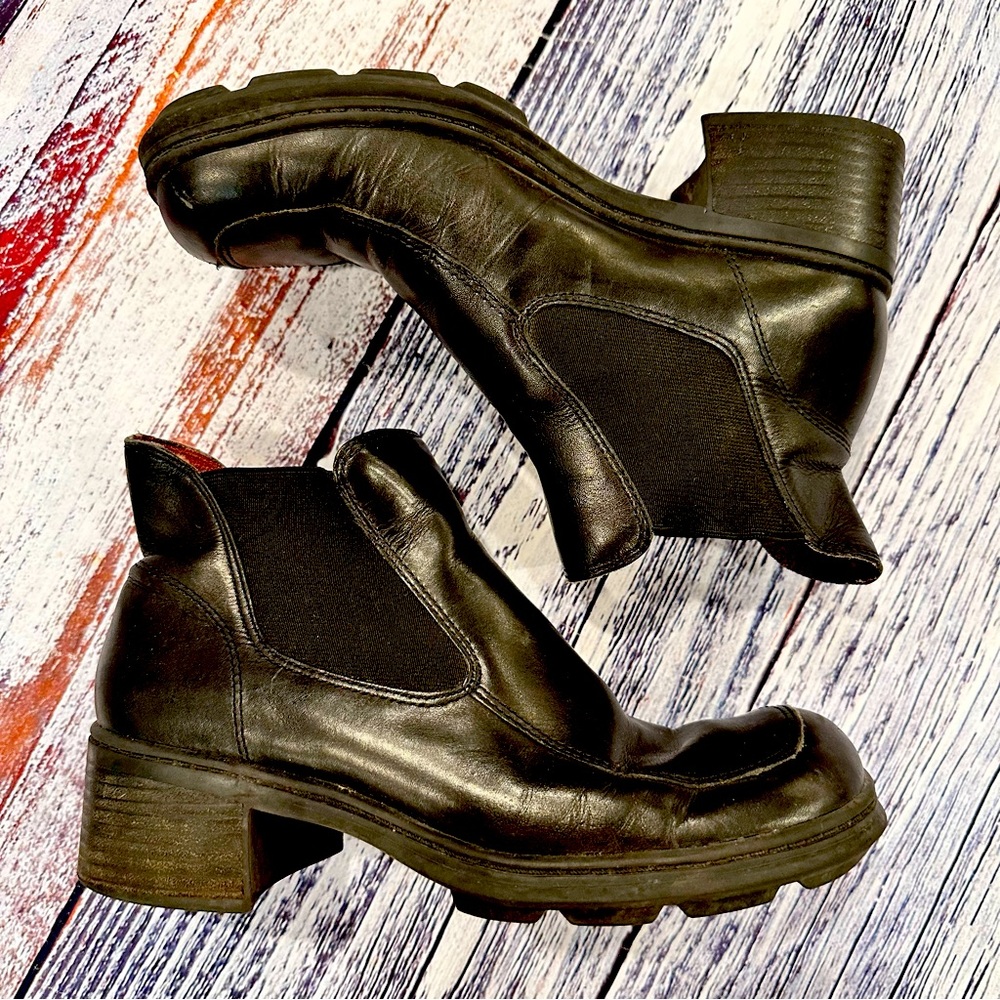 Black Leather Ankle Boots